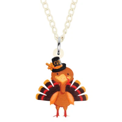 Collar de pavo acrílico novedad acción de gracias pollo colgante joyería para mujer Foto 1 de 4