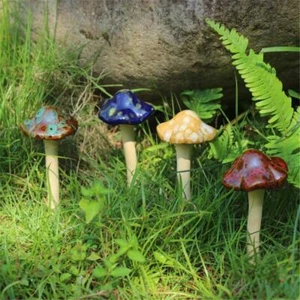 Garden Decor 4Pcs (Random Color) Ceramic Mushroom for Garden Yard Garden - Picture 1 of 7