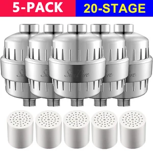 20Stage Shower Filter w/Replaceable Cartridge,5pk.Water Softener F Dry Skin/Hair - Picture 1 of 14
