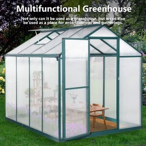 6x8ft Walk-in Greenhouse Outdoors Heavy Duty Planter House Aluminum Frame Garden - Picture 1 of 8