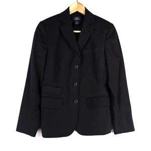 346 Brooks Brothers Blazer Jacket Size 4 PETITE Black Wool Blend Office Career - Picture 1 of 8