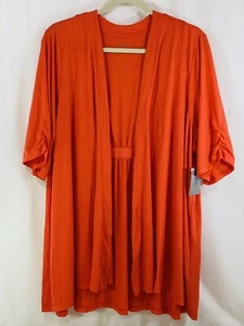 New Catherines 5X Women Open Front Long Cardigan Topper Peach Short Sleeve - Picture 1 of 17