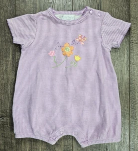 Baby Girl Clothes Carter's 0-3 Month Purple Check Butterfly Romper Outfit - Picture 1 of 3