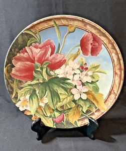 Vintage Gien Volupte France floreale 12" piatto torta rotondo porcellana espositore fiori - Foto 1 di 5