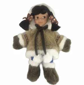 ACE Alaskan Eskimo Girl Stuffed Bean Bag Toy Doll Arctic Circle 10" Plush EUC - Picture 1 of 5