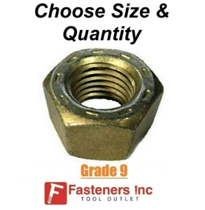 Grade 9 Finished Hex Nuts Zinc Yellow Coarse Thread (Pick Size & Quantity) - Picture 1 of 7