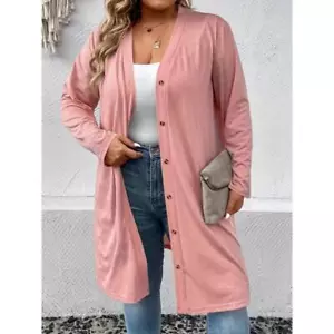 New Women Long Sleeved Casual Button Up Cardigan Knitted Jacket Women cardigan - Picture 1 of 5