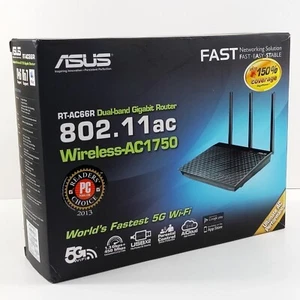 ASUS RT-AC66R 802.11ac Dual-Band Wireless AC1750 Gigabit 4-Port Router 5G Preown - Picture 1 of 6