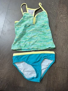 Girls Green 2 Piece Tankini Swimsuit Size 8 - Picture 1 of 4