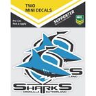 Nrl Cronulla Sharks Mini Decals Set Of 2 Stickers 7X9cm Cars Uv Outdoor Ok
