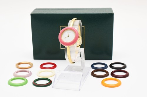 【N SET COMPLETO COME NUOVO】 GUCCI 11 12.2 12 Colori Cambia Lunetta Oro Qz Donna Giappone