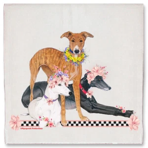 Greyhound Floral Kitchen Dish Towel Pet Gift - Picture 1 of 1