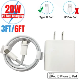 20W USB C PD Wall Charger Power Adapter Fast Charging Cable For iPhone13 12 XR 8 - Picture 1 of 16