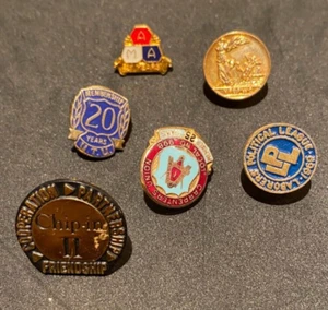 Lot of 6 Vintage Union and Club Tie Tacks & Pins: Moose, Elks+ w/ Free Shipping - Picture 1 of 6
