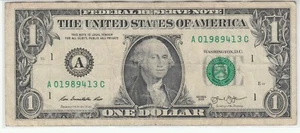 2013 (A) $1 One Dollar Bill Federal Reserve Note Boston Fancy Date April 13 1989 - Picture 1 of 2