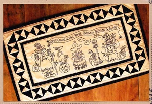 WITCHES HOORAY TABLE RUNNER HAND EMBROIDERY PATTERN By Bird Brain Designs  - Picture 1 of 1