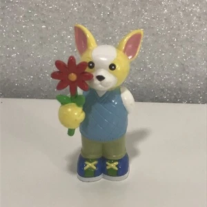 Ganz Webkinz Figurine Plastic Dog Chihuahua Red Flower Blue Vest Shoes 2" - Picture 1 of 3
