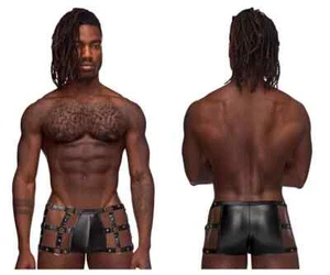MALE POWER CAGE VULCAN SHORT STRAPPY MENS UNDERWEAR BLACK - Picture 1 of 7