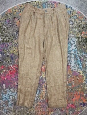 Lauren Ralph Lauren Gold Linen Straight Leg Dress Pants 6 30x28 VTG Green Label - Image 1 of 4