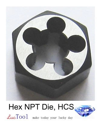 1/16-27 NPT Hex Pipe Die 11/16" Hex OD High Carbon Steel for Taper Thread Repair - Image 1 of 4