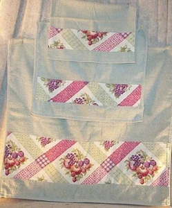 Juego de toallas de baño de 3 piezas toalla lavado a mano tela salvia flores ciruela beige NUEVO - Imagen 1 de 1