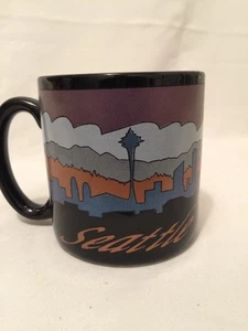 SEATTLE Cityscape Skyline Mug Black Purple/white/blue/orange 10oz? - Picture 1 of 9