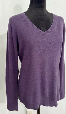 Suéter Eddie Bauer Mezcla Algodón Cachemira Ciruela Púrpura Ligero Cuello en V Talla M Foto 1 de 4
