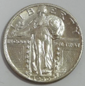 1930-S Standing Liberty Cuarto Bonito Casi Sin Circular Plata 25c - Imagen 1 de 4