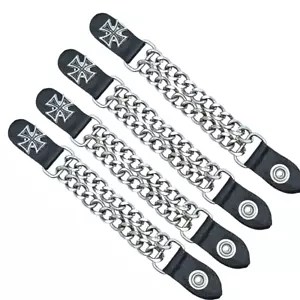 Iron Cross Snap Extender Jacket Waistcoat leather Chrome Chain 7.5 Brass Antique - Picture 1 of 15
