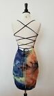 Urban Outfitters Dress New Size Large Tie Dye Festival Lace Up Bodycon Ruched