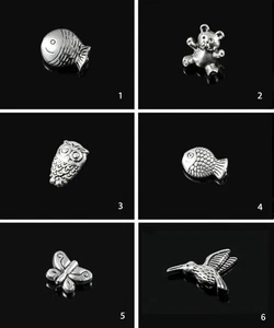 INWARIA Perlen Metallperlen Zwischenperlen Eule Fisch Kolibri Teddybär, P-10 - Foto 1 di 7