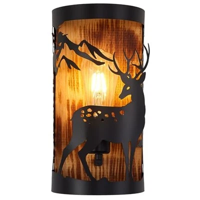 Apliques de granja iluminación de pared, accesorios de pared interiores rústicos, ciervos E26 Foto 1 de 4