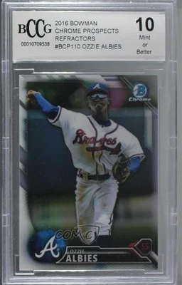 2016 Bowman Chrome Prospects Refractor /499 Ozzie Albies BCCG 10 Mint or Better - Image 1 of 2