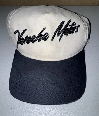 Yamaha Motors Hat Snap Back Embroidered Logo Two Tone Motorsports White Blue - Image 1 of 4