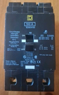 Disjuntor Square D EDB34100 3 polos 100amp 480v - Imagem 1 de 4
