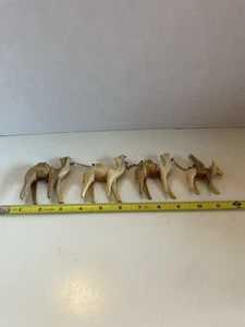 Vintage handgeschnitzte Olivenholz Kamel Esel Krippe Wohnwagen Weihnachten - Bild 1 von 18