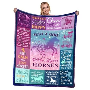 Horse Gifts for Girls, Horse Blanket for Girls, Best Gifts for Horse Lovers, - Picture 1 of 8