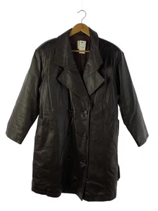 Coat/-/Leather/Brw/Plain/Ciel-Un/Leather Trench Coat/Quilted Lining 2412 - Picture 1 of 6