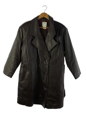 Coat/-/Leather/Brw/Plain/Ciel-Un/Leather Trench Coat/Quilted Lining 2412 - Image 1 of 4