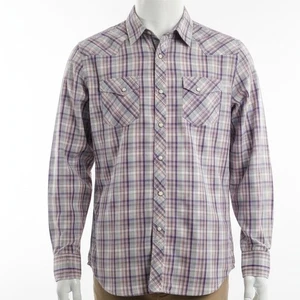 Fossil Mens Plaid Long Sleeve Shirt Size S Cotton Western Stylish Pearl Snaps - Picture 1 of 8