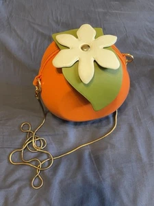 Orange Blossom Crossbody Purse - Orange Fruit Shaped Purse on Gold Chain - Picture 1 of 4