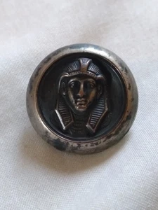 Antique Egyptian Pharoah Metal Picture Button. - Picture 1 of 12