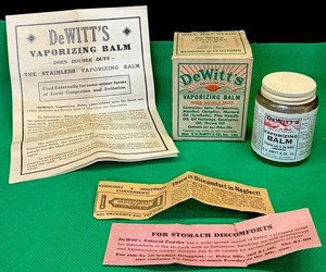 Antique DeWitts Vaporizing Balm with Box Advertising Medicine Never Opened - Picture 1 of 18