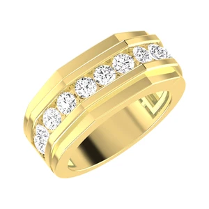 Gift For Fathers 1.75 Ctw Lab Grown Diamond Men's Ring in 10K Yellow Gold - Imagen 1 de 6