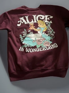 Disney Kids Maroon Sweater Pullover Alice In Wonderland Crew Neck Size xs - Picture 1 of 3