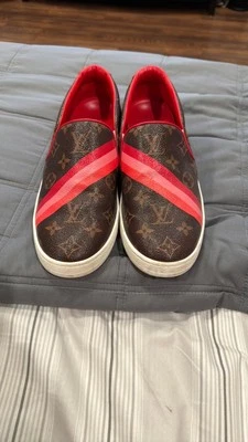 Zapatillas LOUIS VUITTON Marrón Lona Monograma Rayas Línea Rosa Hechas en Italia 41 Foto 1 de 4