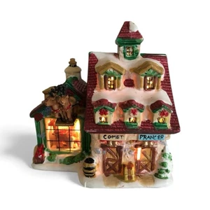 Neu im Karton Verzaubertes Weihnachtsdorf "Weihnachtsmannstall" mit Box & Beleuchtung Vintage - Bild 1 von 6