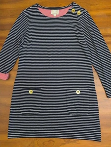 Sail to Sable STS Blue White Red Striped Knit Dress Nautical Ocean Beach Pockets - Picture 1 of 16