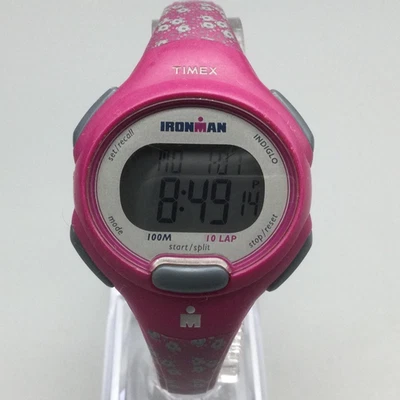 Reloj Timex Ironman Triatlón Mujer 34mm Rosa Floral Indiglo Correa Batería Nueva Foto 1 de 4