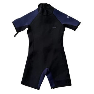 Dark Lightning EUC Shorty 2MM Neoprene Black Blue Wetsuit Kids 10 - Picture 1 of 7